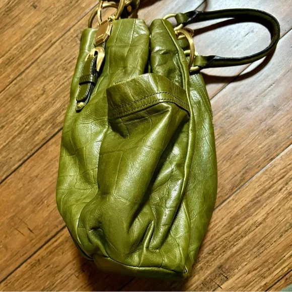 B Makowsky Olive Green Leather Hobo Bag Purse - Picture 10 of 14